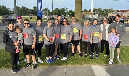 Group photo of bariatric patients participating in the Dow 5k