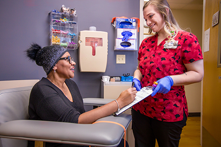 Mackinaw Lab patient and phlebotomist